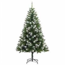 Berkfield Home Lush Artificial Hinged Christmas Tree with Flocked Snow 150 cm in Green - thumbnail 5