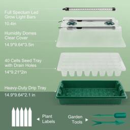 Ventryn 2 Pack 40-Cell Seed Starter Trays with Grow Light Propagator in Green - thumbnail 3