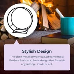 idooka Log Storage Holder Rack Modern Fireplace Accessories Indoor Outdoor Raised Stand Store Black - thumbnail 4