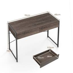 Costway Computer Desk Compact Writing Desk with 2 Drawers in Grey - thumbnail 2