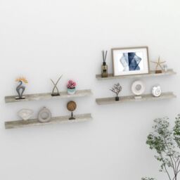 Berkfield Home Wall Shelves 4 pcs Concrete Grey 80x9x3 cm - Size: 80 x 9 x 3 cm