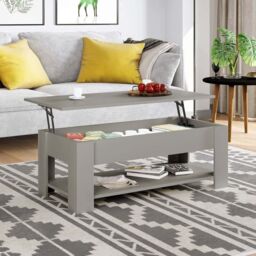 Comfy Living Ltd High Gloss Lift Top Storage Coffee Table in Grey - thumbnail 1