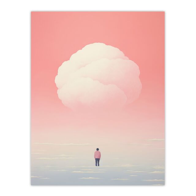 "Artery8 Wall Art Print Clouded Thoughts By Amy Denver Minimalist Soft Pastel Pink Peach Minimalism Simple Modern Artwork Poster - Size: W24"" x H32""" - image 1