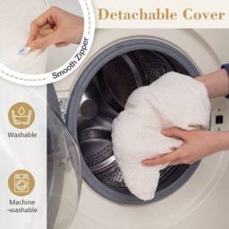Costway 45cm x 35cm Pouf Ottoman Soft Foam Filled Ottoman w/ Detachable Cover in White - Size: 45 cm x 35 cm - thumbnail 7