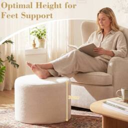 Costway 45cm x 35cm Pouf Ottoman Soft Foam Filled Ottoman w/ Detachable Cover in White - Size: 45 cm x 35 cm - thumbnail 9