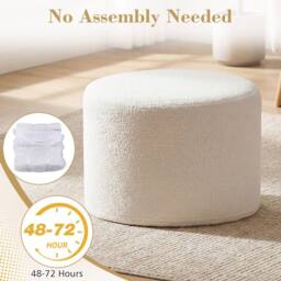 Costway 45cm x 35cm Pouf Ottoman Soft Foam Filled Ottoman w/ Detachable Cover in White - Size: 45 cm x 35 cm - thumbnail 4
