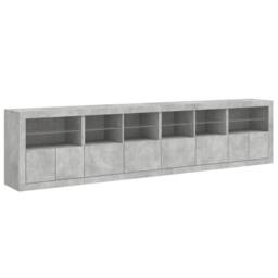 Berkfield Home Sideboard with LED Lights Concrete Grey 283x37x67 cm - Size: 283 x 37 x 67 cm - thumbnail 6
