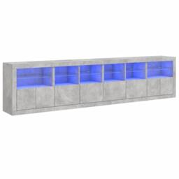 Berkfield Home Sideboard with LED Lights Concrete Grey 283x37x67 cm - Size: 283 x 37 x 67 cm - thumbnail 3