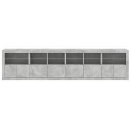 Berkfield Home Sideboard with LED Lights Concrete Grey 283x37x67 cm - Size: 283 x 37 x 67 cm - thumbnail 7