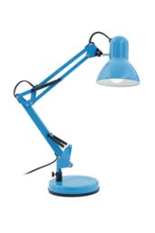 Orsina Studio Blue Metal Desk Lamp, Adjustable Anglepoise Design Tall Table Lamps, Contemporary Blue Desk Lamp