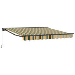 Berkfield Home Retractable Awning Manual Green & Yellow 300x250 cm Polyester - thumbnail 3
