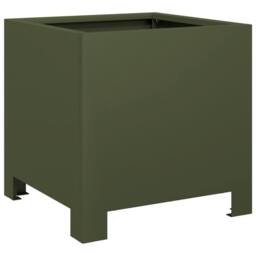 Berkfield Home Garden Planters 2 pcs Olive Green 30x30x30 cm Steel - Size: 30 x 30 x 30 cm - thumbnail 5