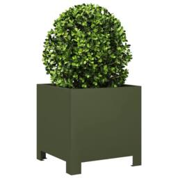 Berkfield Home Garden Planters 2 pcs Olive Green 30x30x30 cm Steel - Size: 30 x 30 x 30 cm - thumbnail 4
