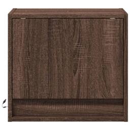 Berkfield Home Wall-mounted Bedside Cabinets with LED Lights 2 pcs Brown Oak - thumbnail 6