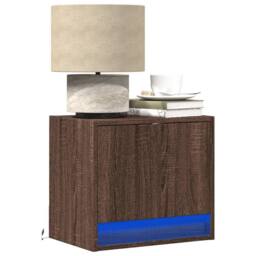 Berkfield Home Wall-mounted Bedside Cabinets with LED Lights 2 pcs Brown Oak - thumbnail 2