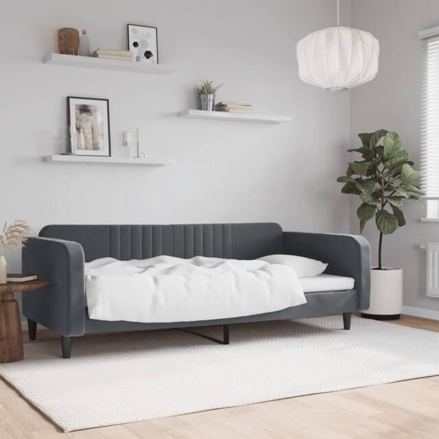 Berkfield Home Day Bed Dark Grey 90x190 cm Velvet - image 1