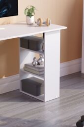 Home Discount Vida Designs Mason 3 Drawer With 3 Shelves Computer Desk Storage Office Study Gaming Table in White - thumbnail 4