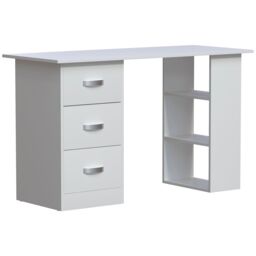Home Discount Vida Designs Mason 3 Drawer With 3 Shelves Computer Desk Storage Office Study Gaming Table in White - thumbnail 8