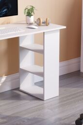 Home Discount Vida Designs Mason 3 Drawer With 3 Shelves Computer Desk Storage Office Study Gaming Table in White - thumbnail 5