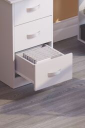 Home Discount Vida Designs Mason 3 Drawer With 3 Shelves Computer Desk Storage Office Study Gaming Table in White - thumbnail 6