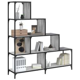 Berkfield Home Decorative Bookcase 4-Stair Grey Sonoma 139x33.5x149 cm Engineere - thumbnail 2