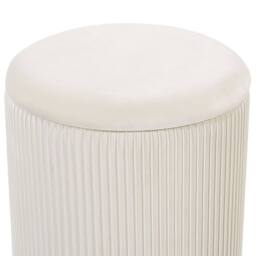 Wyld and Coco Set of 2 Storage Pouffes White Velvet Gold Base Modern Tufted Accent - thumbnail 5
