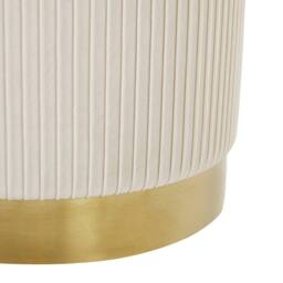 Wyld and Coco Set of 2 Storage Pouffes White Velvet Gold Base Modern Tufted Accent - thumbnail 6