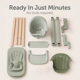 Baby Elegance Mash High Chair Bundle with Newborn Pod & Cushion Sage in Green - thumbnail 9