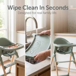 Baby Elegance Mash High Chair Bundle with Newborn Pod & Cushion Sage in Green - thumbnail 8