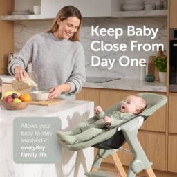 Baby Elegance Mash High Chair Bundle with Newborn Pod & Cushion Sage in Green - thumbnail 4