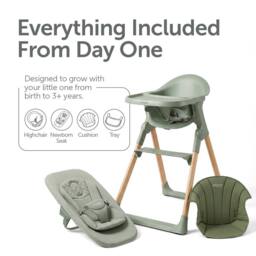 Baby Elegance Mash High Chair Bundle with Newborn Pod & Cushion Sage in Green - thumbnail 2