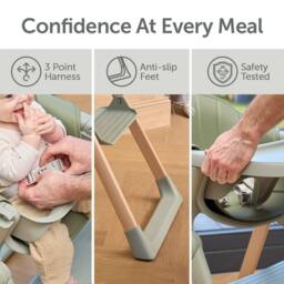 Baby Elegance Mash High Chair Bundle with Newborn Pod & Cushion Sage in Green - thumbnail 7
