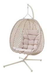 More4Homes Como Hanging Rattan Egg Chair in Beige - thumbnail 3