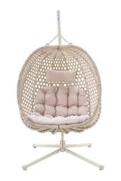 More4Homes Como Hanging Rattan Egg Chair in Beige - thumbnail 2