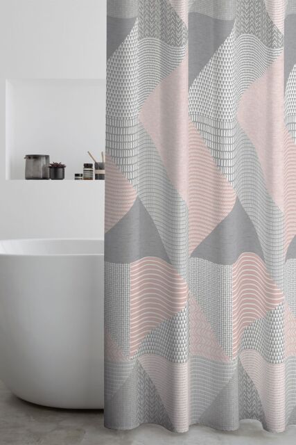 Catherine Lansfield 'Larsson Geo' Shower Curtain in Pink - image 1