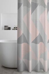 Catherine Lansfield 'Larsson Geo' Shower Curtain in Pink - thumbnail 1