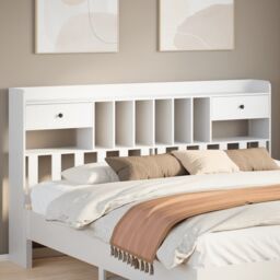 Berkfield Home Headboard with Storage White 180 cm Solid Wood Pine - thumbnail 1