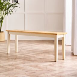 FurnitureboxUK Tenby Large Cream & Oak Coloured Wooden Dining Bench in Light Oak - thumbnail 2