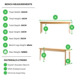FurnitureboxUK Tenby Large Cream & Oak Coloured Wooden Dining Bench in Light Oak - thumbnail 6