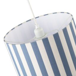 Happy Homewares Coloured & Oatmeal Linen Striped Drum Lampshade with White Fabric Inner in Blue - Size: 12 inches - thumbnail 3