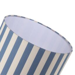 Happy Homewares Coloured & Oatmeal Linen Striped Drum Lampshade with White Fabric Inner in Blue - Size: 12 inches - thumbnail 5