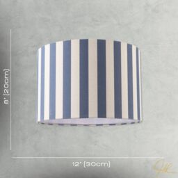 Happy Homewares Coloured & Oatmeal Linen Striped Drum Lampshade with White Fabric Inner in Blue - Size: 12 inches - thumbnail 7