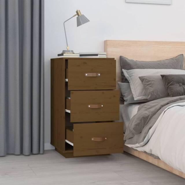 Berkfield Home Beautiful Bedside Cabinet Honey Brown 40x40x75 cm Solid Wood Pine - Size: 40 x 40 x 75 cm - image 1