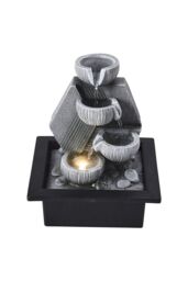 Garden Sanctuary Tabletop Resin Rockery Feature Water Fountain with LED Light in Grey - thumbnail 3