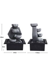 Garden Sanctuary Tabletop Resin Rockery Feature Water Fountain with LED Light in Grey - thumbnail 6