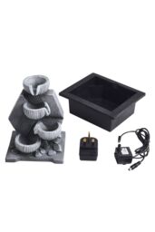 Garden Sanctuary Tabletop Resin Rockery Feature Water Fountain with LED Light in Grey - thumbnail 5