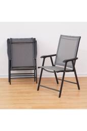 Living and Home 4-Person Black Square Outdoor Dining Table Chair Set - thumbnail 4