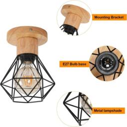 Goeco 2 Pack Retro Ceiling Lights, E27 Vintage Industrial Pendant Lights in Black - thumbnail 5