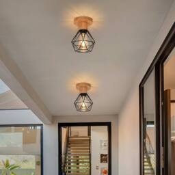 Goeco 2 Pack Retro Ceiling Lights, E27 Vintage Industrial Pendant Lights in Black - thumbnail 7