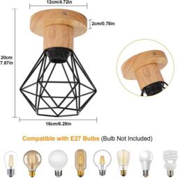 Goeco 2 Pack Retro Ceiling Lights, E27 Vintage Industrial Pendant Lights in Black - thumbnail 4